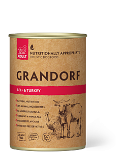 Grandorf Nat Hondenvoer Adult Rund & Kalkoen 400 g
