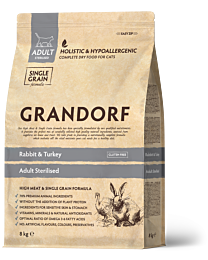 Grandorf Sterilised Kattenbrokken Adult Konijn & Kalkoen 8 kg