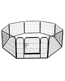 Hondenren 8 Panelen van 80 x 80 cm Zwart Ø 210 cm